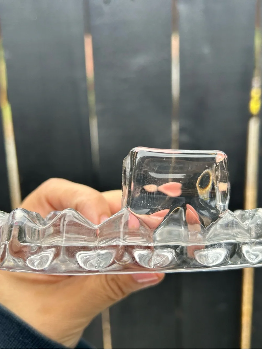 Fostoria American Clear glass individual ashtray with match stand